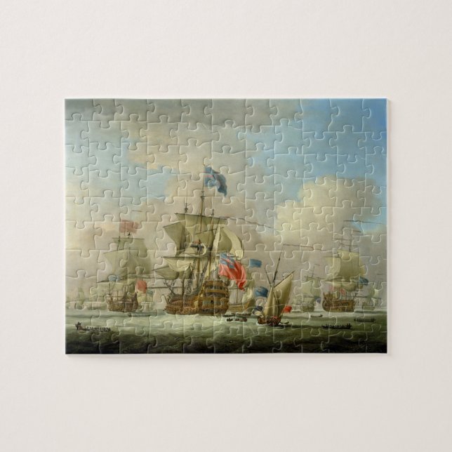 Britischer Mann-von-Krieg und ein Sloop, c.1720-30 Puzzle (Horizontal)