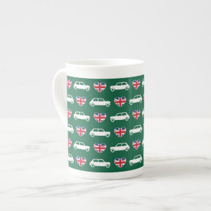 Britischer Mini Cooper Hearts - Green Bone China B Prozellantasse