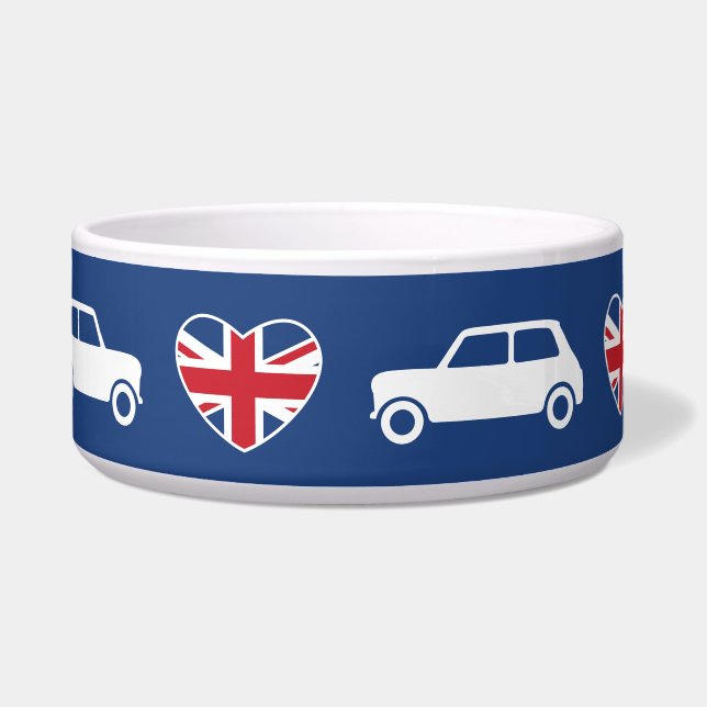 Britischer Mini Cooper Herzen - Blau Napf (Vorderseite)