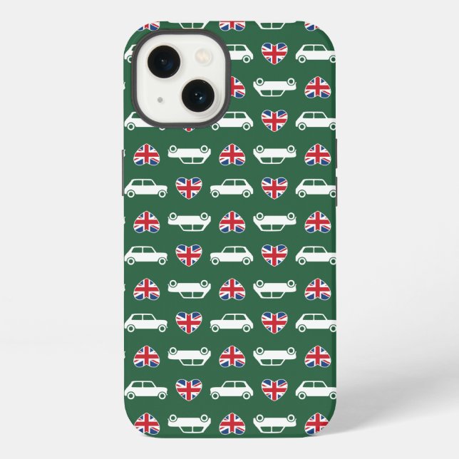 Britischer Mini Cooper Herzen - Grün iPhone Hülle (Rückseite)