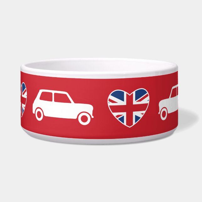 Britischer Mini Cooper Herzen - Rot Napf (Vorderseite)