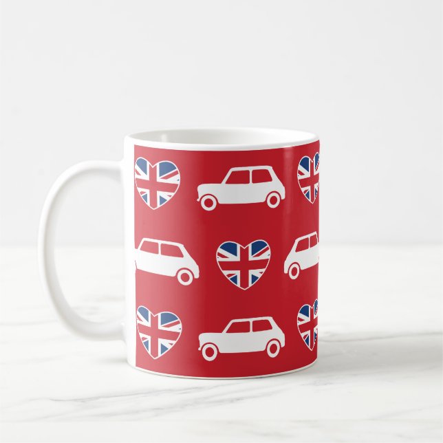 Britischer Mini Cooper Herzen - Rote Kaffeetasse (Links)
