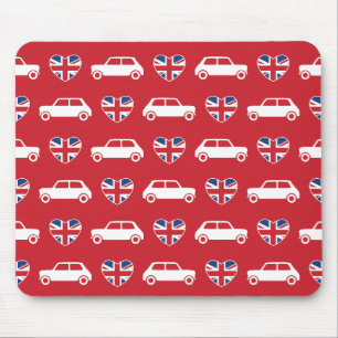 Britischer Mini Cooper Herzen - Rotes Mauspad