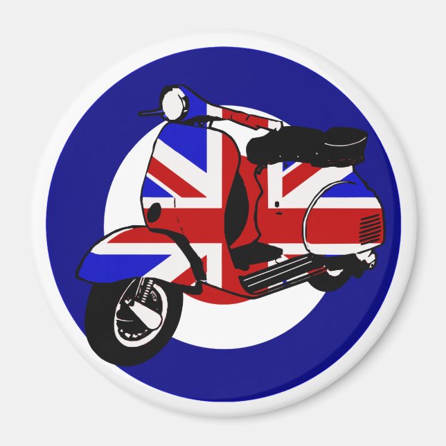 Britischer Mod-Roller auf Zielscheibe Magnet (Vorne)