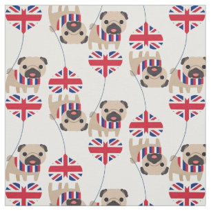 Britischer Mops Fabric Stoff