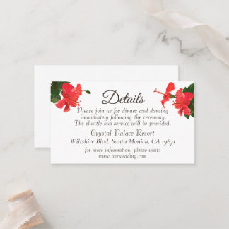 Britischer Roter Hibiskus Hochzeitskarte Platzkarte