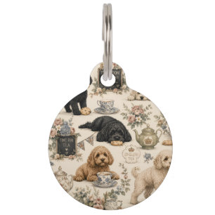 Britischer Teeraum Cockapoo-Hundehalsband-Anhänger Haustiermarke