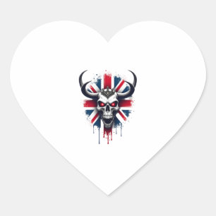Britischer Totenkopf England UK Flagge Premium T-S Herz-Aufkleber