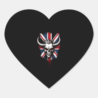 Britischer Totenkopf England UK Flagge Premium T-S Herz-Aufkleber