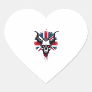 Britischer Totenkopf England UK Flagge Premium T-S Herz-Aufkleber