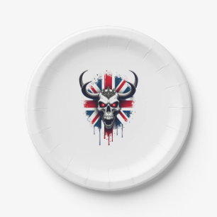 Britischer Totenkopf England UK Flagge Premium T-S Pappteller