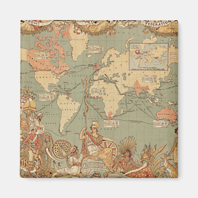 Britisches Empire Vintage Viktorianische Karte Magnet (Vorne)