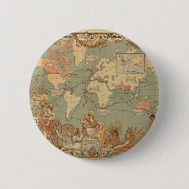 Britisches Empire Vintage Viktorianische Weltkarte Button