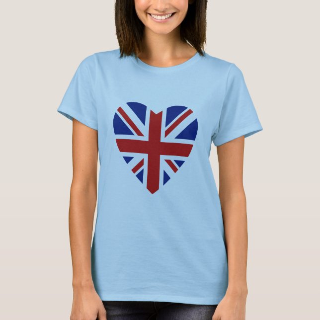BRITISCHES Flaggen-Herz und Karte T-Shirt (Vorderseite)