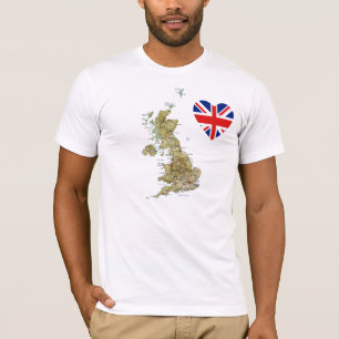 BRITISCHES Flaggen-Herz und Karten-T - Shirt
