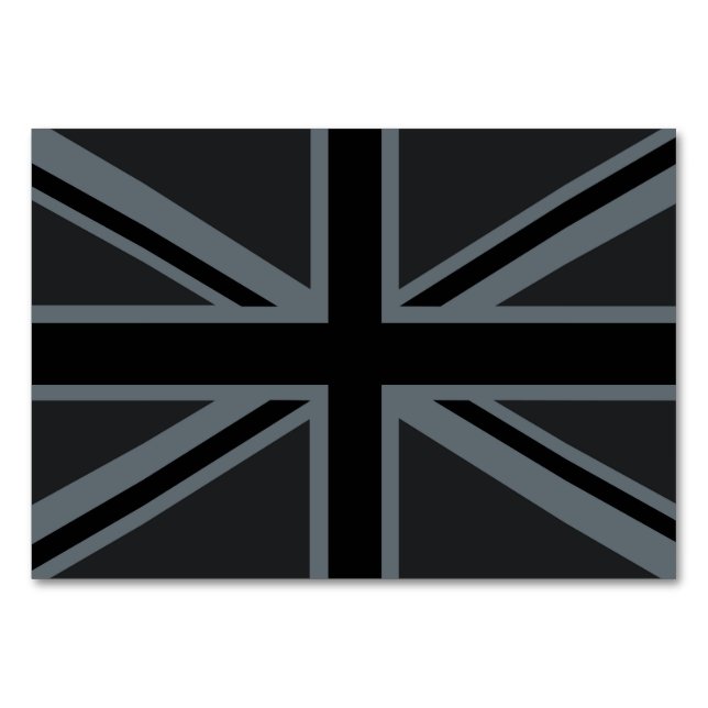 Britisches Flaggendesign für Black Union Jack - Br Tischnummer (Vorderseite)
