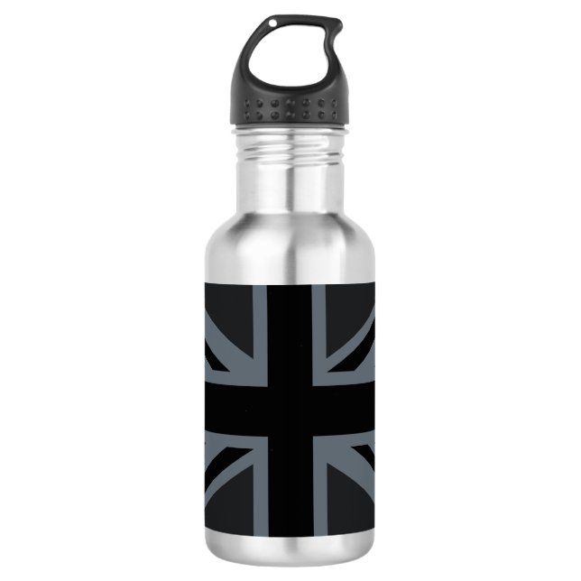 Britisches Flaggendesign für Black Union Jack - Br Trinkflasche (Vorderseite)