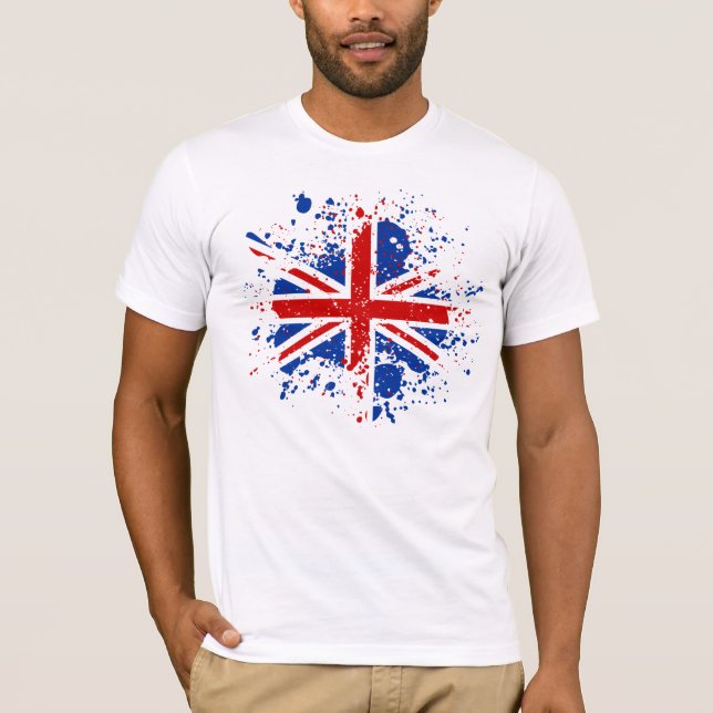 BRITISCHES Gewerkschafts-Jack-Spritzen färbt T-Shirt (Vorderseite)