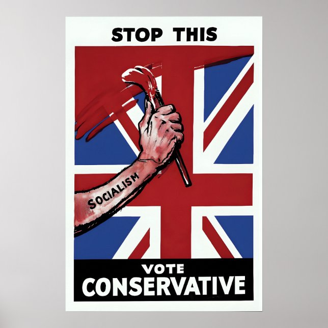 Britisches konservatives Parteiwahlplakat Sto Poster (Vorne)