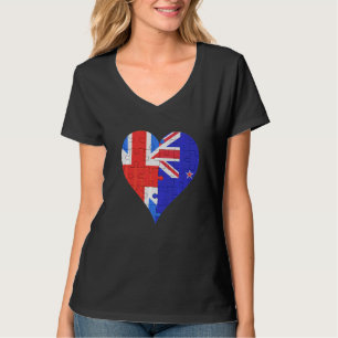 Britisches Neuseeländer-Flaggenherz T-Shirt