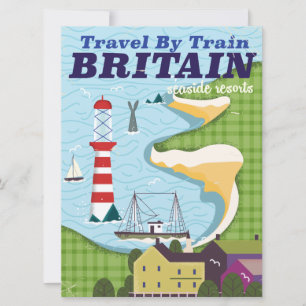 Britisches Vintage-Zug-Reiseposter Einladung