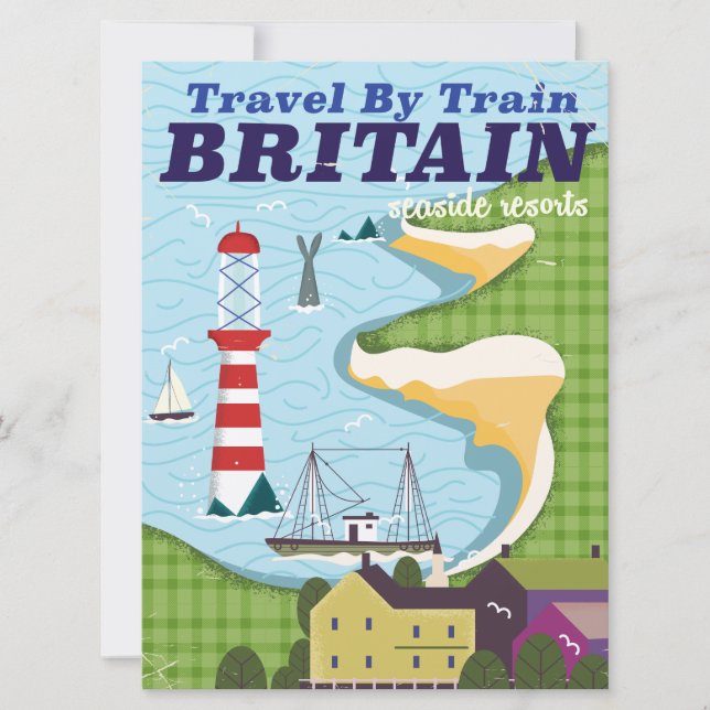 Britisches Vintages Bahnposter Einladung (Vorderseite)
