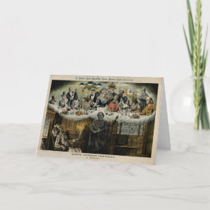 Britisches Weihnachtsabendessen Scrooge Feiertagskarte