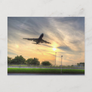 British Airways 747 Sunset Landing Postkarte