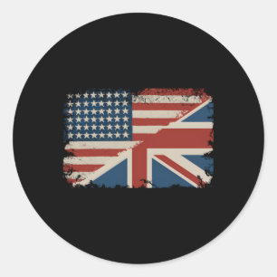 British American Flag Great Britain Union Jack Runder Aufkleber