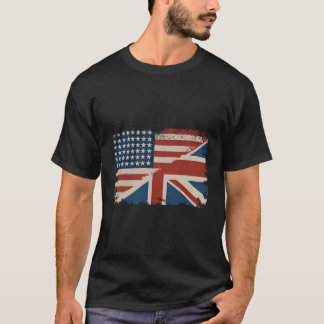 British American Flag Great Britain Union Jack T-Shirt