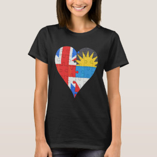 British Antiguan & Barbudan Flag Herz T-Shirt