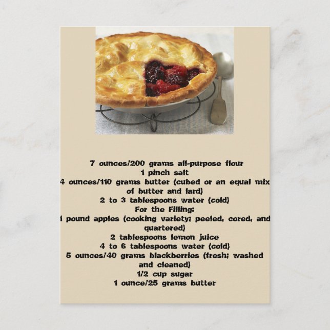 British Apple und BlackBerry Pie Recipe Postkarte (Vorderseite)