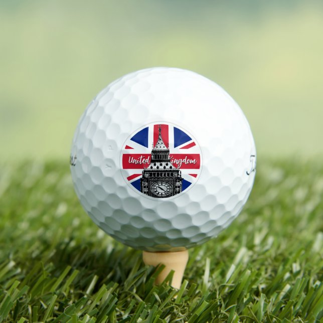 British Balls, Union Jack Flag, Big Ben, UK Golfball (Insitu T-Shirt)