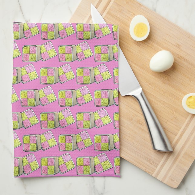 British Battenberg Marzipan Sponsor Cake UK Food Geschirrtuch (Viertel Falte)