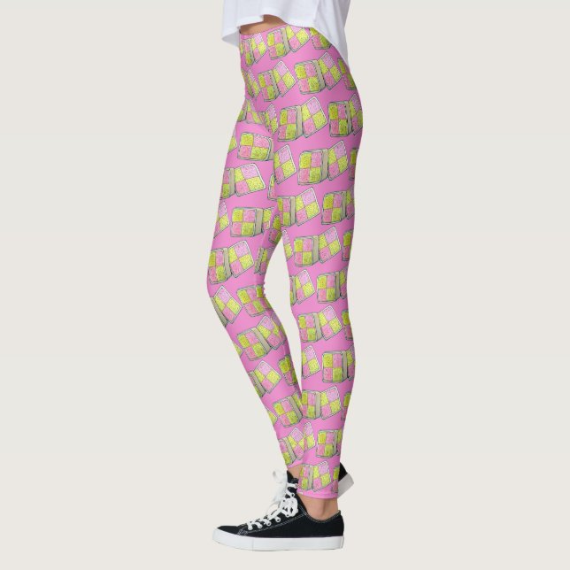 British Battenberg Marzipan Sponsor Cake UK Food Leggings (Links)
