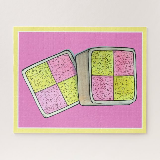 British Battenberg Marzipan Sponsor Cake UK Food Puzzle (Horizontal)