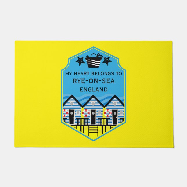 British Beach Hut Geschenke und Dekoration Fußmatte (Vorderseite)