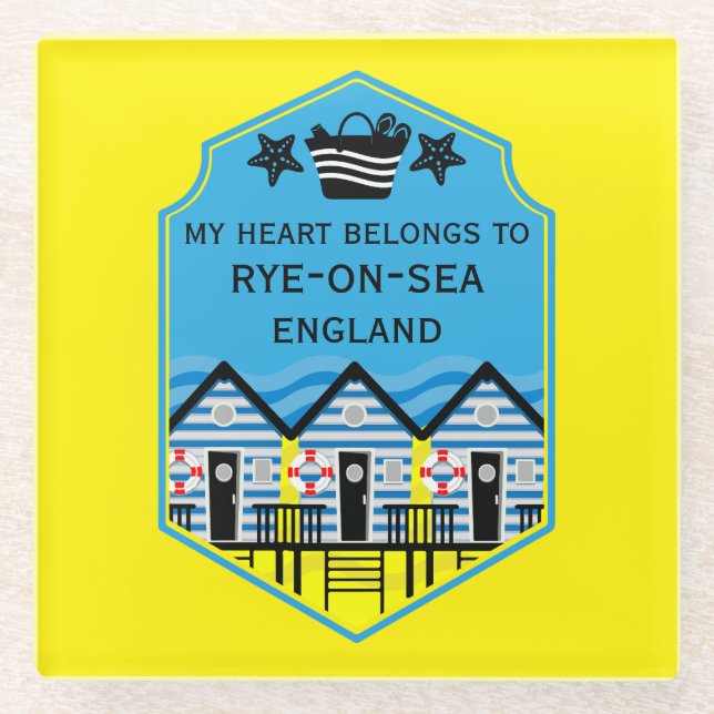 British Beach Hut Geschenke und Dekoration Glasuntersetzer (Vorderseite)