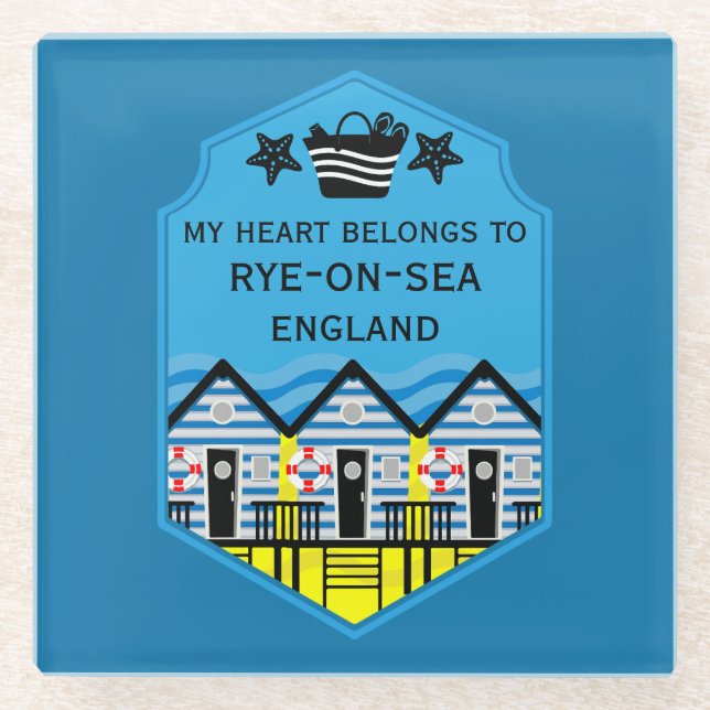 British Beach Hut Geschenke und Dekoration Glasuntersetzer (Vorderseite)