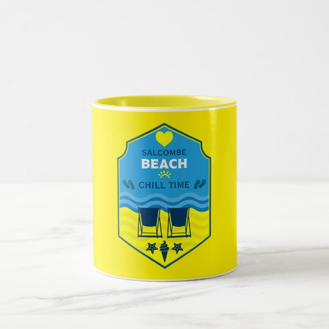 British Beach-Themed-Geschenk Zweifarbige Tasse (Mittel)