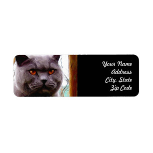 British Blue Cat Address Labels