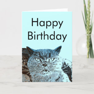 British Blue Cat Birthday Card Karte