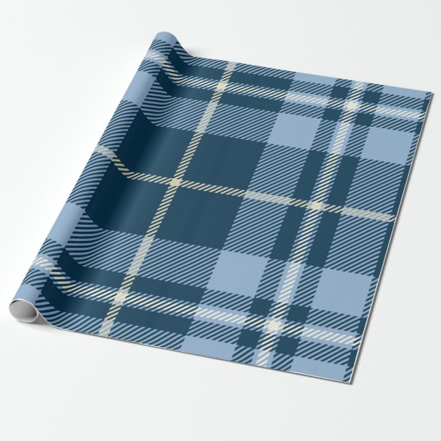 British Blue Tartan Christmas Geschenkpapier (Ungerollt)