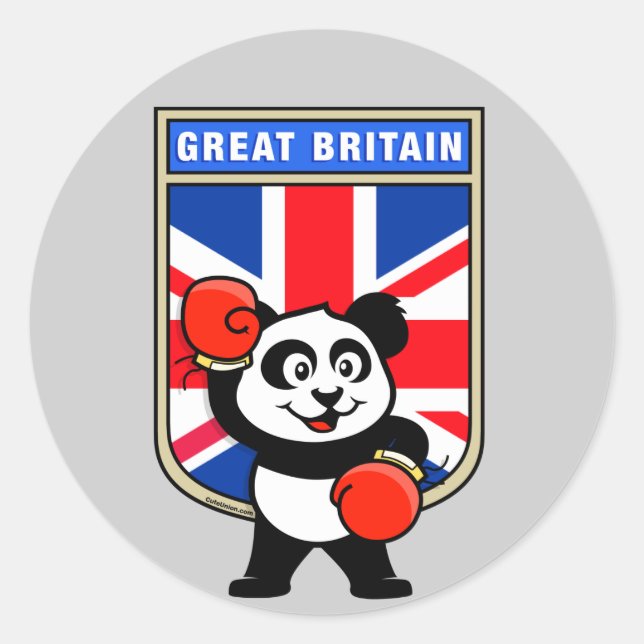 British Boxing Panda Runder Aufkleber (Vorderseite)