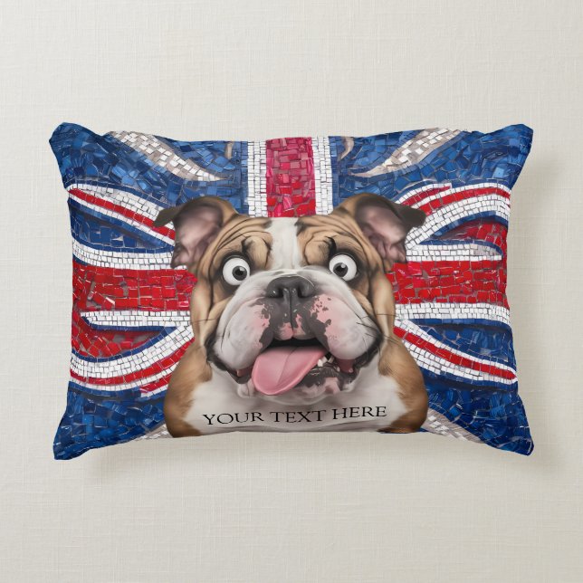 British Bulldog mit Gewerkschaft Flag als Hintergr Dekokissen