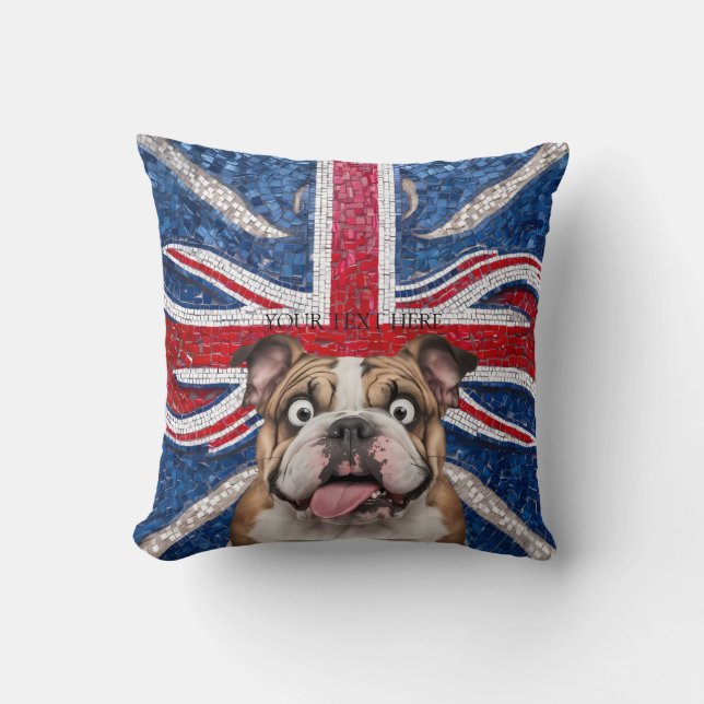 British Bulldog mit Gewerkschaft Flag als Hintergr Kissen (Vorderseite)