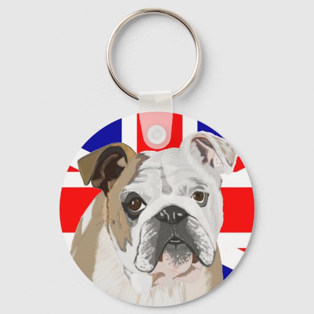 British Bulldog mit Union Jack Schlüsselanhänger (Vorderseite)