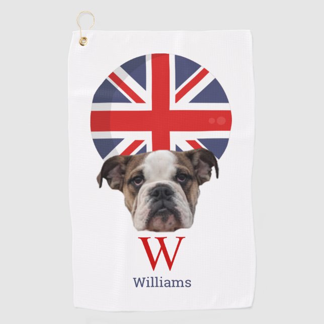 BRITISH BULLDOG Monogramm Golfhandtuch (Vorderseite)