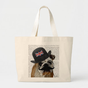 British Bulldog und Bowler Hat Jumbo Stoffbeutel