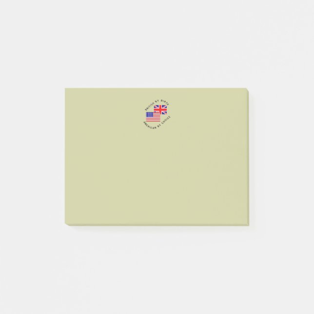 British by Birth American by Choice Black Text Post-it Klebezettel (Vorderseite)